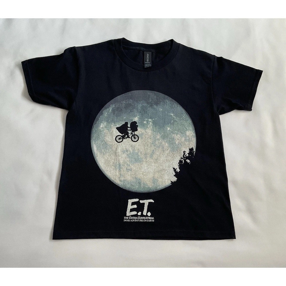 E.T. The Extra-Terrestrial Graphic T-Shirt Youth  Small ‎ Black Moon Bike Scene